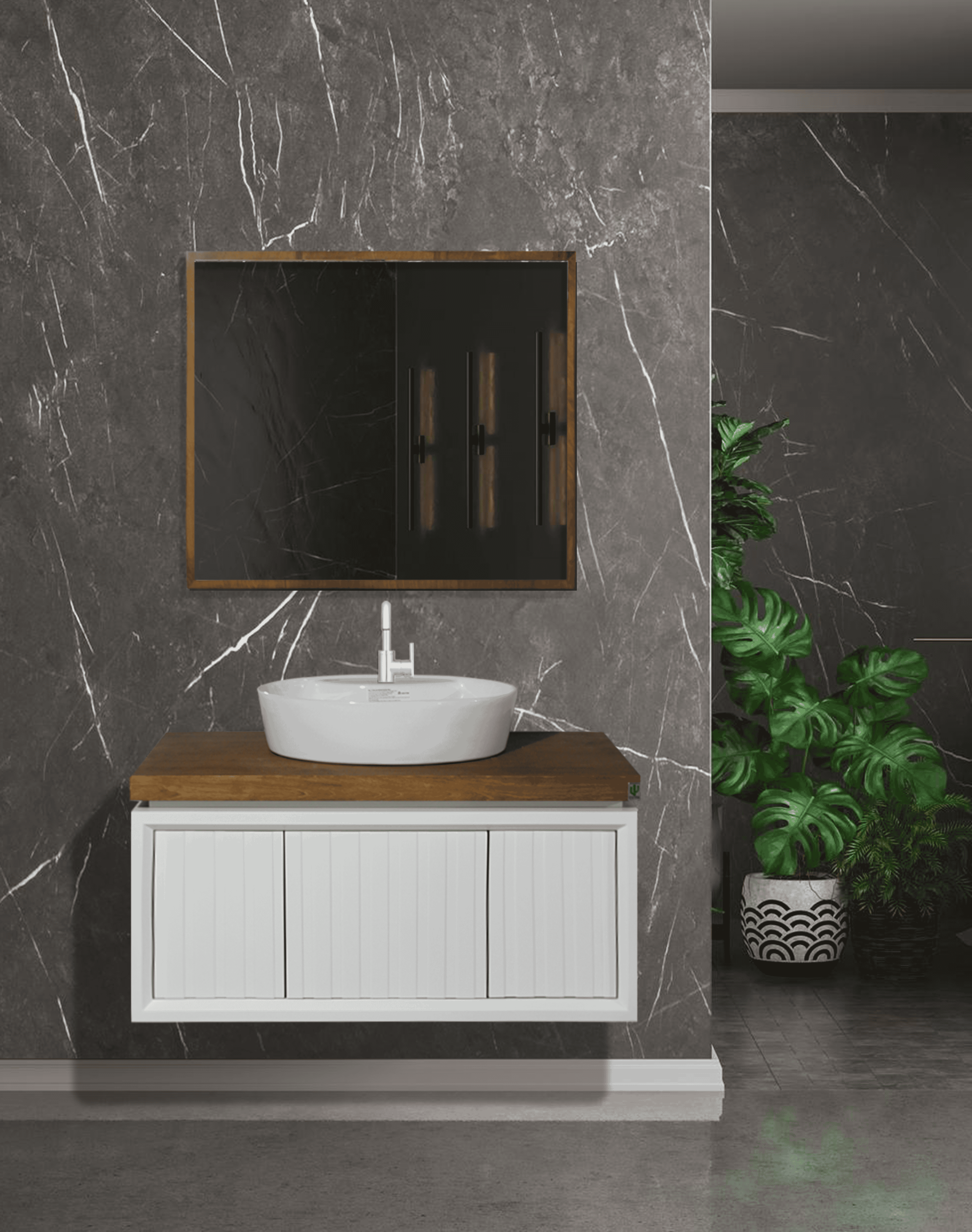 روشویی کابینتی کاکتوس مدل آتلانتیک رنگ سفید کد7011CW